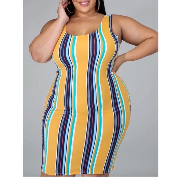 None Dresses & Skirts - YELLOW STRIPED MIDI DRESS